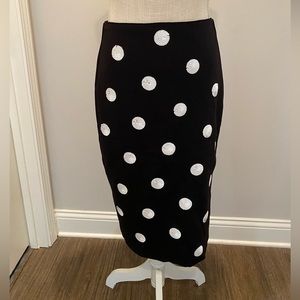 WHBM Polka Dot Ponte Pencil Skirt